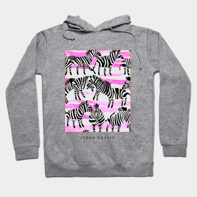 Zebra Dazzle Fun Print Animal Lover Hoodie by All Tee All Day